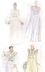 2864 VOGUE BRIDE FLOOR DRESS, TRAIN, SLIP,  CUMMERBUND 1987 PATTERN 12, 10 UNCUT 